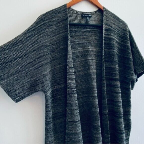 Eileen Fisher Knit Tencel Kimono Cardigan Womens Small / Medium Black Gray $298 - Picture 10 of 14